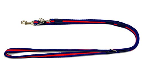 Hundeleine Super Soft Doppelleine 2,40m / 2,80 m verstellbar für mittlere und große Hunde / Übungsleine / Führleine (2,40 m, Blau-Rot-Blau) von elropet