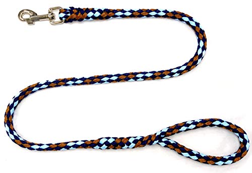 Hundeleine große Hunde Jumbo mit Handschlaufe bis 80 KG/Führleine/Übungsleine/Trainingsleine sehr stabil 17 Farben (1,50m, Afrika (Braun-Marineblau-Hellblau)) von elropet