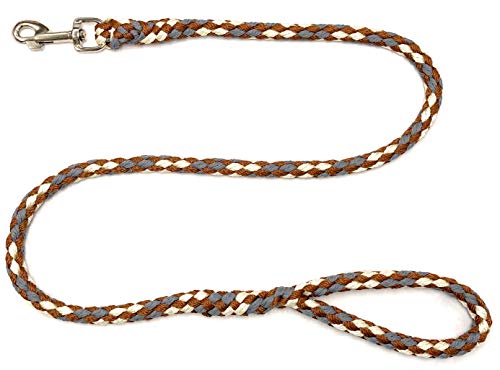 Hundeleine große Hunde Jumbo mit Handschlaufe bis 80 KG/Führleine/Übungsleine/Trainingsleine sehr stabil 17 Farben (5m, Country (Grau-Beige-Braun)) von elropet