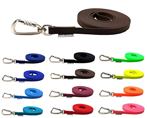 Schleppleine Biothane Hundeleine große Hunde 1m / 2m / 3m / 5m / 10m / 15m Sicherheitshaken (2m OHNE Handschlaufe, Braun) von elropet