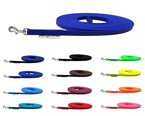 Schleppleine Biothane Hundeleine kleine Hunde 9mm 3m / 5m / 10m / 15m Hundeleine Biothane (10m OHNE Handschlaufe, Blau) von elropet