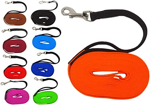 Schleppleine Fährtenleine mit Rückdämpfer 3m - 50 m für mitterle und große Hunde 20mm / 25mm breit (50m, Flieder Gurtbreite: 25mm) von elropet