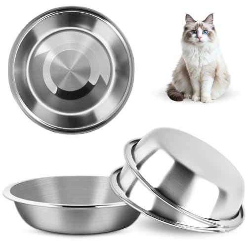 elzle Katzennäpfe, 3 Stück Fressnäpfe für Katzen Edelstahl, Spülmaschinenfest 5,5 Zoll Futternapf Katze, Ersatz für kleine Katzen und Hunde von elzle