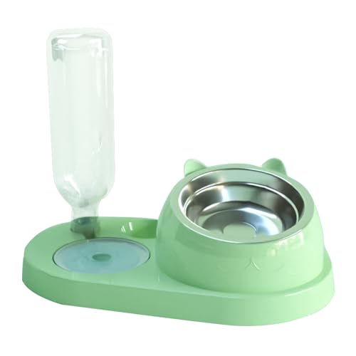 Katzen-Wasser- und Futternäpfe, Katze Hund gekippt Wasser und Futternapf Set (grün) von emlstyle