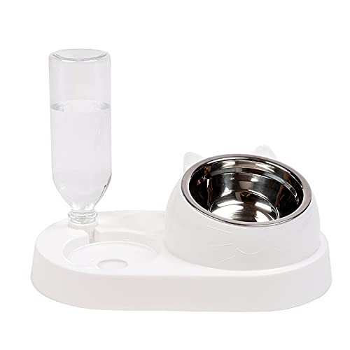 Katzen-Wasser- und Futternäpfe, Katze Hund gekippt Wasser und Futternapf Set (weiß) von emlstyle