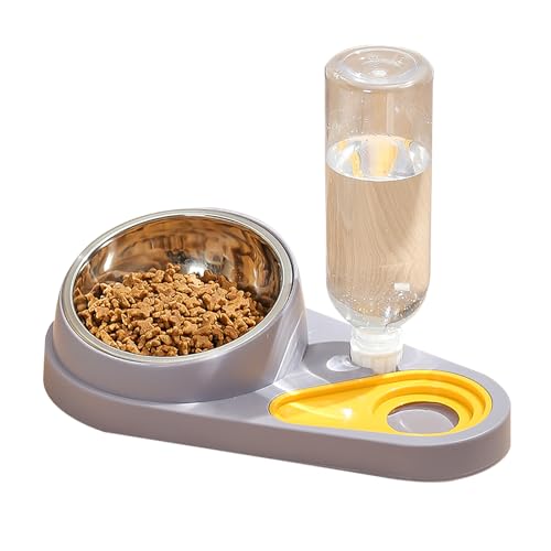 Katzenfutter- und Wassernapf-Set, geneigter Edelstahl-Katzenfutter- und Wassernapf für kleine, mittelgroße Hunde, Katzen (lila) von emlstyle