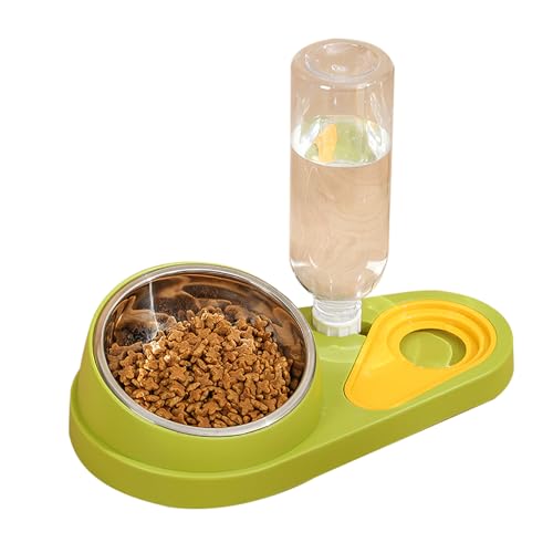 Katzenfutter und Wassernapf Set, geneigter Edelstahl Katzenfutter und Wassernapf für kleine mittelgroße Hunde Katzen (grün) von emlstyle