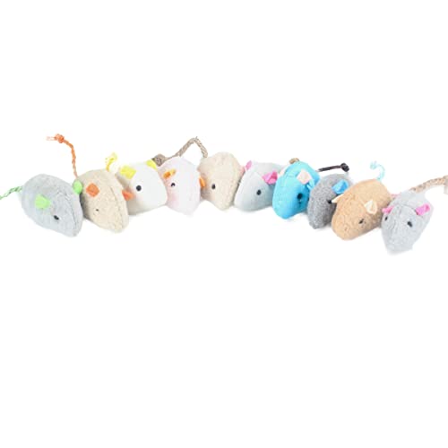 Katzenminze-Spielzeug für verspielte Kätzchen – lustiges Maus-Katzenspielzeug-Set, Katzenminze-Maus-Spielzeug, kleine und niedliche Stoffmäuse für Innen-Maus-Katzenspielzeug, 10 Stück, Farbvarianten von emours