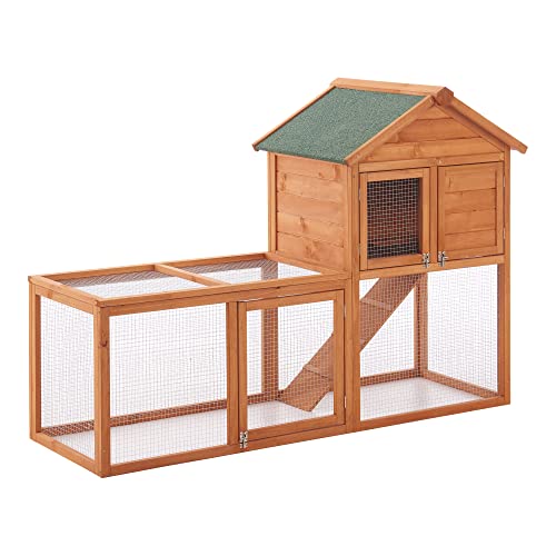 [en.casa] Kaninchenstall Kelkheim 110 x 160 x 61 cm Hasenstall doppelstöckig Kleintiergehege Nagerhaus mit Bitumendach Tannenholz von [en.casa]