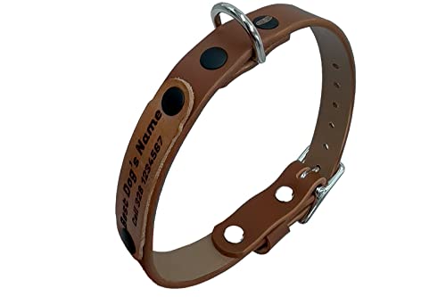 Personalisiertes hundehalsband, lederhalsband Hund, Hundehalsband für den großen, mittleren und kleinen Hund, hundezubehör (M verstellbar 35–45 cm, Höhe 2 cm, Desert Tan) von ends cuoio