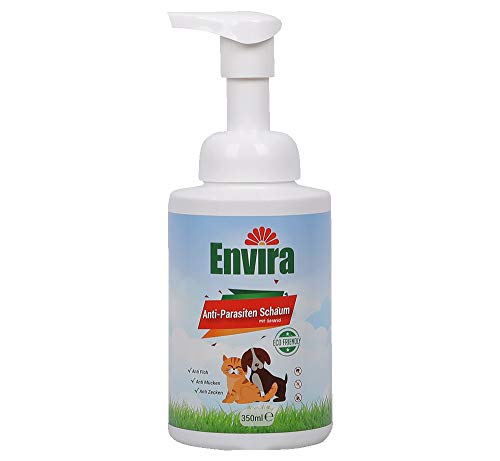 Envira Anti-Parasiten Schaum für Hunde & Katzen - Trockenwäsche gegen Zecken, Flöhe & Mücken - 350 ml mit Spender von Envira