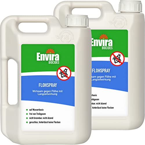 Envira Floh-Spray - Anti Flohmittel für die Wohnung 2 x 2 Liter - Umgebungsspray, Mittel gegen Flöhe - Geruchlos & Auf Wasserbasis von Envira