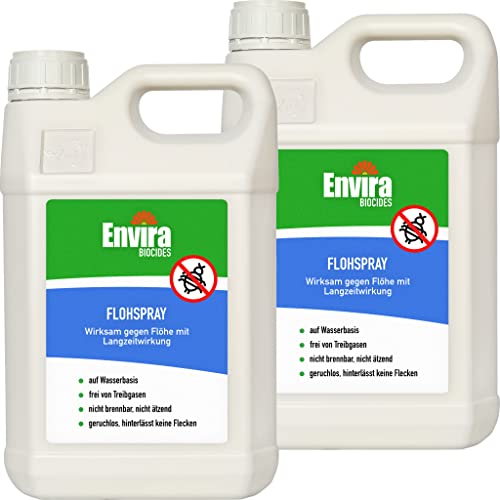 Envira Floh-Spray - Anti Flohmittel für die Wohnung 2 x 5 Liter - Umgebungsspray, Mittel gegen Flöhe - Geruchlos & Auf Wasserbasis von Envira