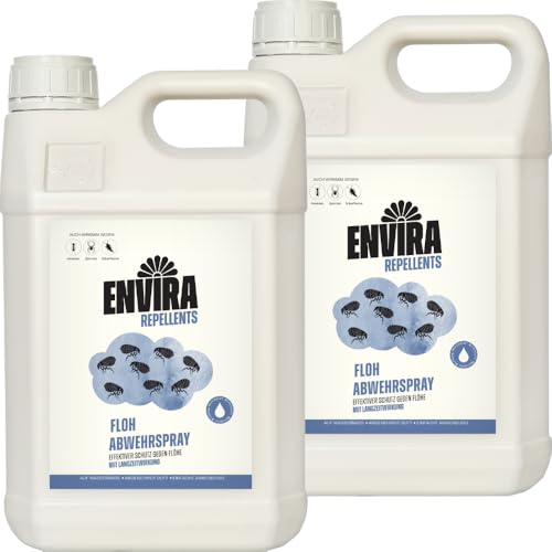 Envira Floh-Spray - Anti Flohmittel für die Wohnung 2 x 5 Liter - Umgebungsspray, Mittel gegen Flöhe - Geruchlos & Auf Wasserbasis von Envira