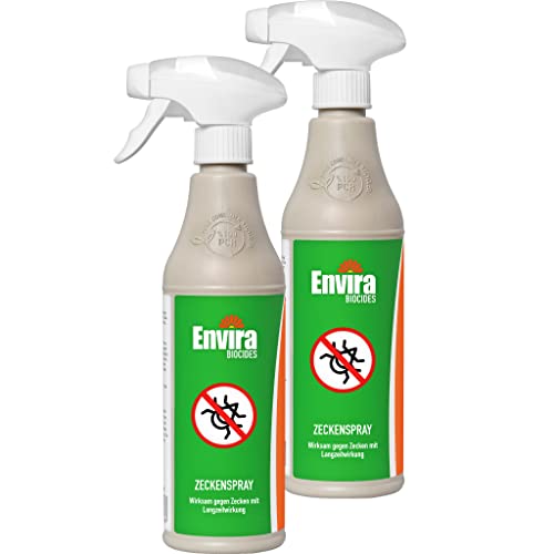 Envira Zecken-Spray - Anti-Zecken-Mittel Mit Langzeitwirkung - Geruchlos & Auf Wasserbasis - 2 x 500 ml von Envira