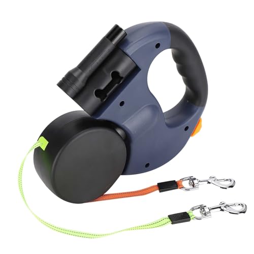 Hunde Retakable Leinen, 300 cm 118in Hund Doppelgurte mit Handgehalten automatisch erweiterbares Katzentraktionseil mit LED -Licht für Haustierblei (Dunkelgrau) von equlup