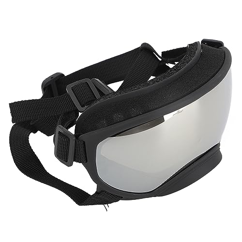 Hunde Sonnenbrille, Winddichte Fahrtstier -Augenschutzgläser Windschutz Anti Nebel Verstellbare Hundbrille für mittlere bis große Rasse (Schwarzer Rahmen mit Silberobjektiv) von equlup
