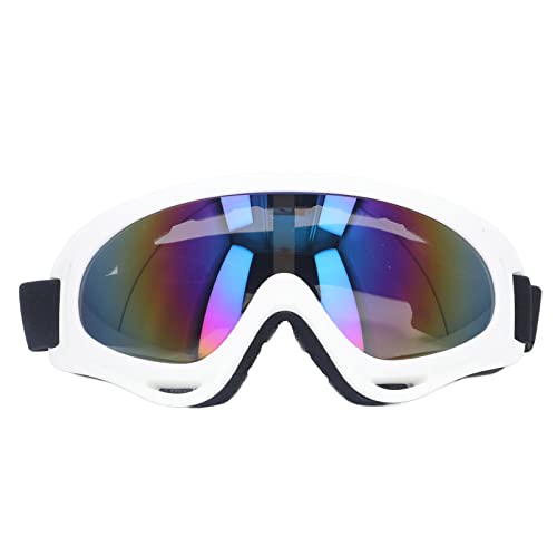 Hunde Sonnenbrille, winddichtes Schutzbrille schützte Multi funktionale farbenfrohe Linse Große Hundebrille mit verstellbarem Riemen zum Gehen beim Schwimmen (3004 White Frame Color Film) von equlup