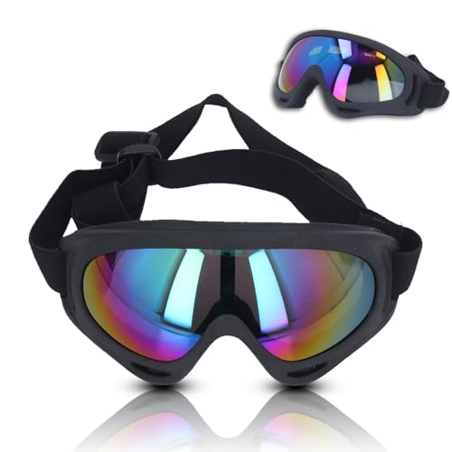 Hunde Sonnenbrille, winddichtes Schutzbrille schützte Multi funktionale farbenfrohe Linse Große Hundebrille mit verstellbarem Riemen zum Gehen beim Schwimmen (3004 schwarzer Rahmenfilm Film) von equlup
