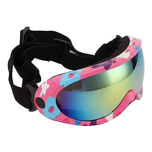 Hundesonnenbrille, Sonnenschutzbrille für Hunde, Winddichte Augenschutzlinse mit verstellbaren Riemen für Welpen Kleiner Rassen (Rosa Blauer Rahmen) von equlup