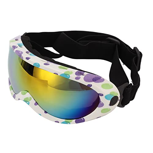 Hundesonnenbrille, Sonnenschutzbrille für Hunde, Winddichte Augenschutzlinse mit verstellbaren Riemen für Welpen Kleiner Rassen (Weißer lila Rahmen) von equlup