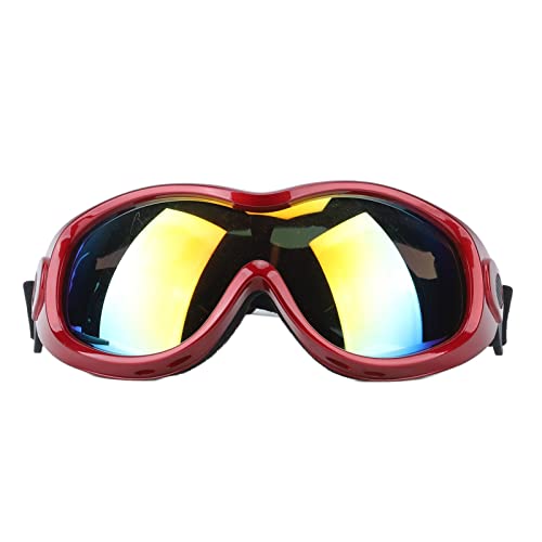 Hundesonnenbrille, Ultraverletzungsschutz Haustier Gläser PVC PC Winddichte Haustier Köpfe Dekoration Zubehör mit verstellbarem Riemen für Haustiere Hunde Katzen (Rot) von equlup