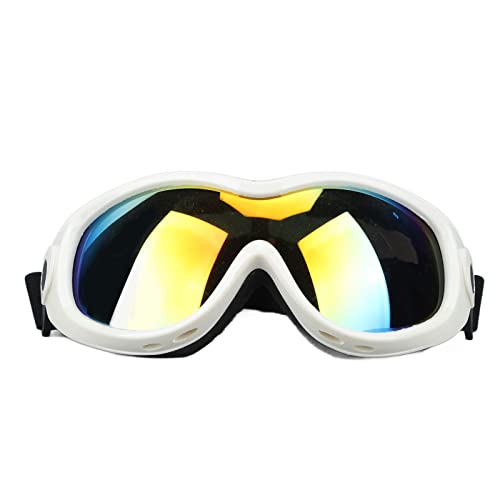 Hundesonnenbrille, Ultraverletzungsschutz Haustier Gläser PVC PC Winddichte Haustier Köpfe Dekoration Zubehör mit verstellbarem Riemen für Haustiere Hunde Katzen (Weiß) von equlup