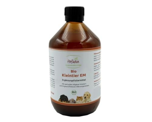 Bio Kleintier EM - Ergänzungsfuttermittel 500ml Glasflasche effektive Mikroorganismen für Hunde, Katzen, Hamster und Co. fermentierter Kräuterauszug von erlesene-naturprodukte.de
