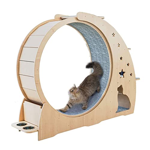 Hundelaufband Katzenlaufband Massivholz Katzenlaufband Multifunktionales Katzensportlaufrad Übergroße Rolle Rotierendes Haustierspielzeug für Katzen im Innenbereich von esmen