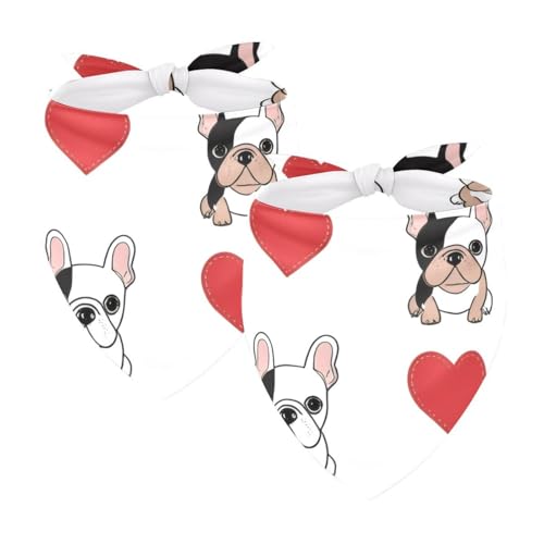 2 x Hundehalstuch, verstellbar, Dreieckstuch für kleine, mittelgroße und große Hunde, Katzen, Haustiere, Französische Bulldogge, Herzen 2 x Hundehalstuch, verstellbar, Dreieckstuch für kleine, mittelgroße und große Hunde, Katzen, Haustiere, Französische Bulldogge, Herzen von etoenbrc