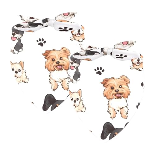 2 x Hundehalstücher, verstellbares Dreieckstuch für kleine, mittelgroße und große Hunde, Katzen, Haustiere, Cartoon-niedliche Hunde von etoenbrc
