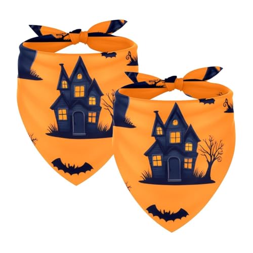 2 x Hundehalstücher, verstellbares Halstuch, Dreieckstuch für kleine, mittelgroße und große Hunde, Katzen, Haustiere, Halloween, Grabstein, Haus, Fledermaus 2 x Hundehalstücher, verstellbares Halstuch, Dreieckstuch für kleine, mittelgroße und große Hunde, Katzen, Haustiere, Halloween, Grabstein, Haus, Fledermaus von etoenbrc