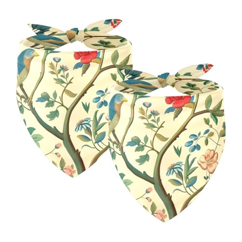 Hundehalstuch, Frühlingszweige, Blumen, Vögel, waschbar, Dreieckstuch für kleine, mittelgroße und große Hunde, Katzen, Haustiere, 2 Stück Hundehalstuch, Frühlingszweige, Blumen, Vögel, waschbar, Dreieckstuch für kleine, mittelgroße und große Hunde, Katzen, Haustiere, 2 Stück von etoenbrc