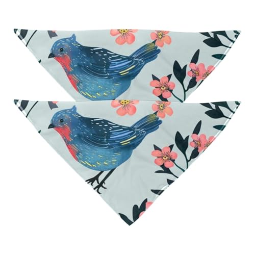 Hundehalstuch, Motiv: blaue Vögel, waschbar, Dreieckstuch für kleine, mittelgroße und große Hunde, Katzen, Haustiere, 2 Stück Hundehalstuch, Motiv: blaue Vögel, waschbar, Dreieckstuch für kleine, mittelgroße und große Hunde, Katzen, Haustiere, 2 Stück von etoenbrc