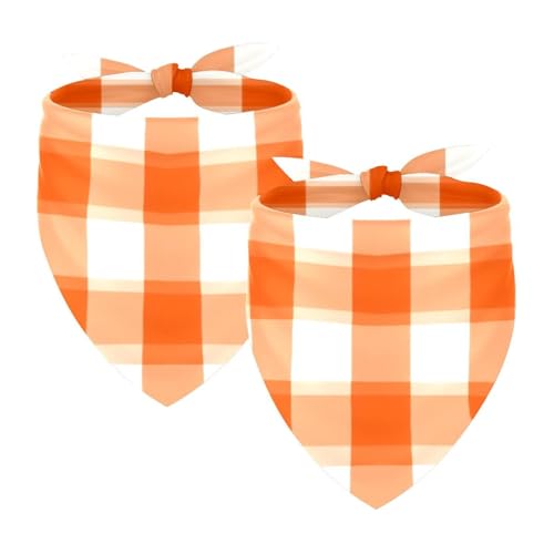 Hundehalstuch, verstellbar, Dreieckstuch für kleine, mittelgroße und große Hunde, Katzen, Haustiere, 2 Stück, orangefarbenes und weißes Gitter Hundehalstuch, verstellbar, Dreieckstuch für kleine, mittelgroße und große Hunde, Katzen, Haustiere, 2 Stück, orangefarbenes und weißes Gitter von etoenbrc
