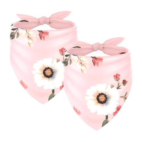 Hundehalstuch, verstellbar, Dreieckstuch für kleine, mittelgroße und große Hunde, Katzen, Haustiere, Bohemian-Blumenmuster, Rosa, 2 Stück von etoenbrc