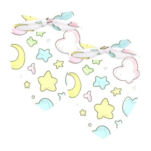 Hundehalstuch, verstellbar, Dreieckstuch für kleine, mittelgroße und große Hunde, Katzen, Haustiere, Cartoon, Mond, Wolken, Sterne, 2 Stück Hundehalstuch, verstellbar, Dreieckstuch für kleine, mittelgroße und große Hunde, Katzen, Haustiere, Cartoon, Mond, Wolken, Sterne, 2 Stück von etoenbrc
