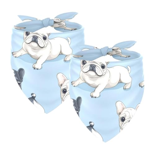 Hundehalstuch, verstellbar, Dreieckstuch für kleine, mittelgroße und große Hunde, Katzen, Haustiere, Französische Bulldogge, Blau, 2 Stück Hundehalstuch, verstellbar, Dreieckstuch für kleine, mittelgroße und große Hunde, Katzen, Haustiere, Französische Bulldogge, Blau, 2 Stück von etoenbrc