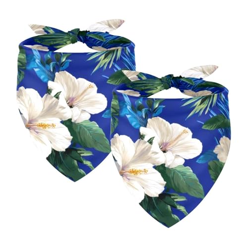 Hundehalstuch, verstellbar, Dreieckstuch für kleine, mittelgroße und große Hunde, Katzen, Haustiere, Hibiskusblume, Blau, 2 Stück Hundehalstuch, verstellbar, Dreieckstuch für kleine, mittelgroße und große Hunde, Katzen, Haustiere, Hibiskusblume, Blau, 2 Stück von etoenbrc