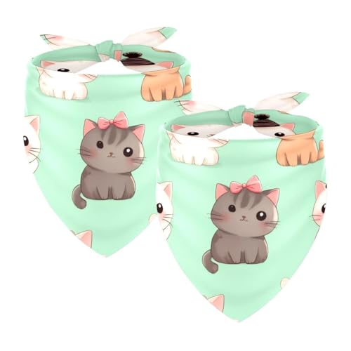 Hundehalstuch, verstellbar, Dreieckstuch für kleine, mittelgroße und große Hunde, Katzen, Haustiere, Kawaii, Kitty, Grün, 2 Stück Hundehalstuch, verstellbar, Dreieckstuch für kleine, mittelgroße und große Hunde, Katzen, Haustiere, Kawaii, Kitty, Grün, 2 Stück von etoenbrc