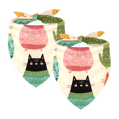 Hundehalstuch, verstellbar, Dreieckstuch für kleine, mittelgroße und große Hunde, Katzen, Haustiere, Pullover, bunte Katze, 2 Stück Hundehalstuch, verstellbar, Dreieckstuch für kleine, mittelgroße und große Hunde, Katzen, Haustiere, Pullover, bunte Katze, 2 Stück von etoenbrc