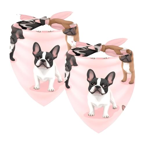 Hundehalstuch, verstellbar, Dreieckstuch für kleine, mittelgroße und große Hunde, Katzen, Haustiere, französische Bulldogge, rosa Muster, 2 Stück Hundehalstuch, verstellbar, Dreieckstuch für kleine, mittelgroße und große Hunde, Katzen, Haustiere, französische Bulldogge, rosa Muster, 2 Stück von etoenbrc