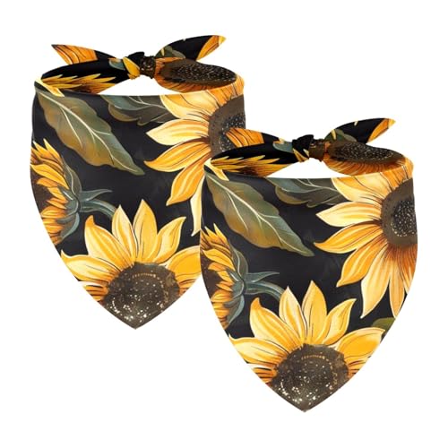 Hundehalstücher mit Sonnenblumen-Aufdruck, waschbar, Dreieckstuch für kleine, mittelgroße und große Hunde, Katzen, Haustiere, 2 Stück von etoenbrc