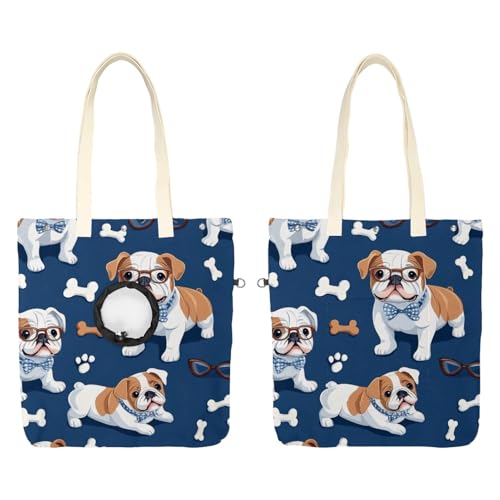 Schultertasche aus Segeltuch, weiche Seiten, Tragetasche für kleine Hunde und Katzen, tragbare Haustier-Handtasche mit verstellbarem Loch, waschbare Reisetasche, Bulldogge mit Brille, 49,3 x 41,8 cm Schultertasche aus Segeltuch, weiche Seiten, Tragetasche für kleine Hunde und Katzen, tragbare Haustier-Handtasche mit verstellbarem Loch, waschbare Reisetasche, Bulldogge mit Brille, 49,3 x 41,8 cm von etoenbrc