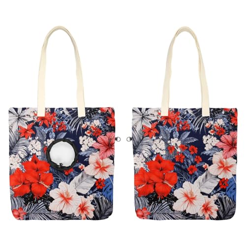 Schultertasche aus Segeltuch, weiche Seiten, Tragetasche für kleine Hunde und Katzen, tragbare Haustier-Handtasche mit verstellbarem Loch, waschbare Reisetasche, Motiv: Hibiskusblumen, 42 x 40 cm Schultertasche aus Segeltuch, weiche Seiten, Tragetasche für kleine Hunde und Katzen, tragbare Haustier-Handtasche mit verstellbarem Loch, waschbare Reisetasche, Motiv: Hibiskusblumen, 42 x 40 cm von etoenbrc