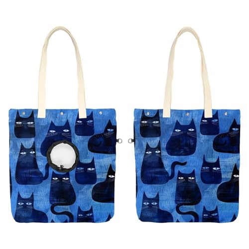 Schultertasche aus Segeltuch, weiche Seiten, Tragetasche für kleine Hunde und Katzen, tragbare Haustier-Handtasche mit verstellbarem Loch, waschbare Reisetasche, Nachtkatzen, 49,3 x 41,9 cm Schultertasche aus Segeltuch, weiche Seiten, Tragetasche für kleine Hunde und Katzen, tragbare Haustier-Handtasche mit verstellbarem Loch, waschbare Reisetasche, Nachtkatzen, 49,3 x 41,9 cm von etoenbrc