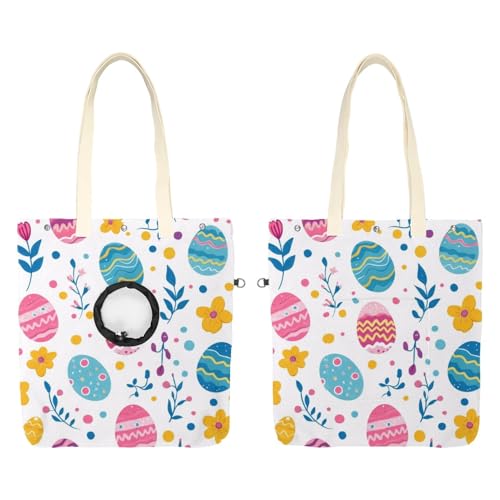 Schultertasche aus Segeltuch, weiche Seiten, Tragetasche für kleine Hunde und Katzen, tragbare Haustier-Handtasche mit verstellbarem Loch, waschbare Reisetasche, Ostereier, Pflanzen, 42 x 40 cm von etoenbrc