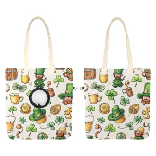 Schultertasche aus Segeltuch, weiche Seiten, Tragetasche für kleine Hunde und Katzen, tragbare Haustier-Handtasche mit verstellbarem Loch, waschbare Reisetasche, St. Patrick's Day Druck, 42 x 40 cm von etoenbrc