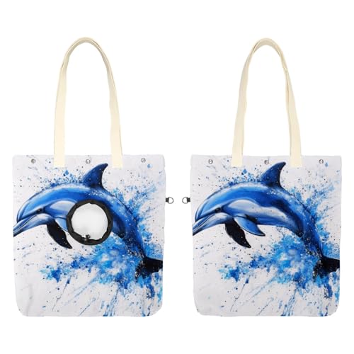 Schultertasche aus Segeltuch, weiche Seiten, Tragetasche für kleine Hunde und Katzen, tragbare Haustier-Handtasche mit verstellbarem Loch, waschbare Reisetasche, blauer Delfin, 41 x 40 cm Schultertasche aus Segeltuch, weiche Seiten, Tragetasche für kleine Hunde und Katzen, tragbare Haustier-Handtasche mit verstellbarem Loch, waschbare Reisetasche, blauer Delfin, 41 x 40 cm von etoenbrc