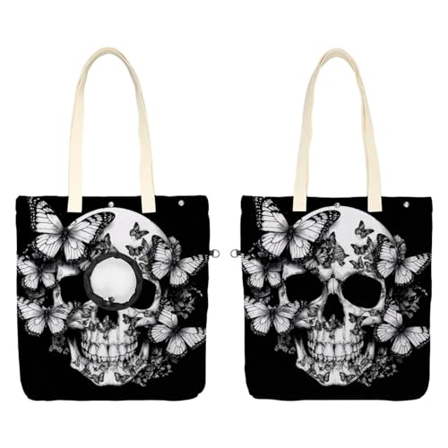 Schultertasche aus Segeltuch, weiche Seiten, Tragetasche für kleine Hunde und Katzen, tragbare Haustier-Handtasche mit verstellbarem Loch, waschbare Reisetasche, dunkler Schmetterlings-Totenkopf, 41 x Schultertasche aus Segeltuch, weiche Seiten, Tragetasche für kleine Hunde und Katzen, tragbare Haustier-Handtasche mit verstellbarem Loch, waschbare Reisetasche, dunkler Schmetterlings-Totenkopf, 41 x von etoenbrc
